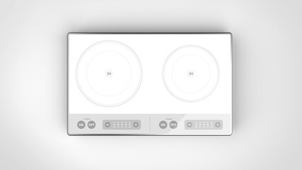 Obraz premium Electric cooktop white white background one center front 3D Render