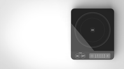 IH cooktop black white background one right front 3D Render