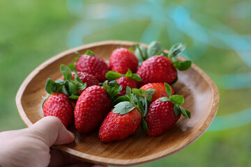 strawberries in a hand