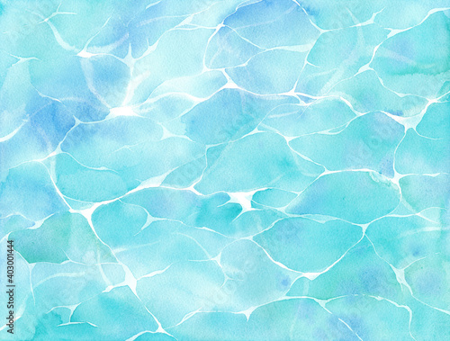 ゆらめく透き通った水面の抽象イメージ 水彩イラスト 背景 壁紙 Wall Mural Keiko Takamatsu