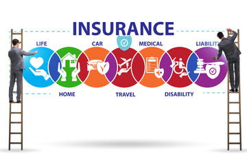 Naklejka premium Concept of various types of insurance