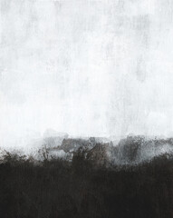 Abstract hand painted landscape for creative design of posters, cards, packaging, banners, websites, wallpapers, magazines, branding and advertising. Modern art. Neutral colour palette.