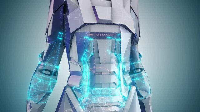 sci fi Humanoid Android robot woman body part 4k. High quality 4k footage