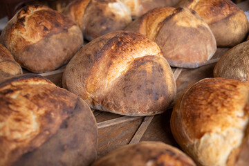 fresh big breads on the table