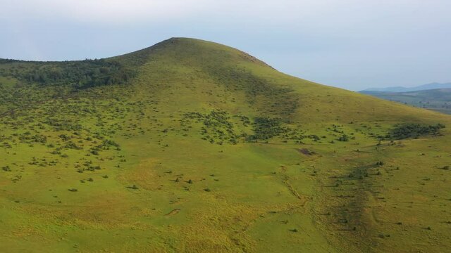 Beautiful Serbian countryside scenery, Pester plateau grassland pastures, aerial