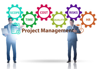 Concept of project management with businessman