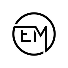 Initial EM Letter Logo Creative Typography Vector Template. Creative Circle Letter EM Logo Design