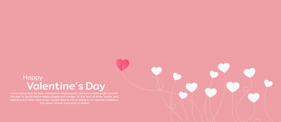 Valentine with heart shaped paper on a pink background With one different head shape with a conceptual idea Vector symbol of love for happy valentines day greeting