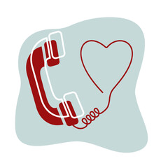 Valentine's day theme. quarantine love. old phone with heart. vector color, abstract background