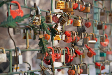 Wall with locks for luck.