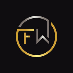 Initial FW Letter Logo Creative Typography Vector Template. Creative Circle Letter FW Logo Vector