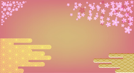 和柄と桜のアートな背景素材