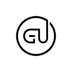 Initial Circle GU Letter Logo Creative Typography Vector Template. Creative Letter GU logo Design