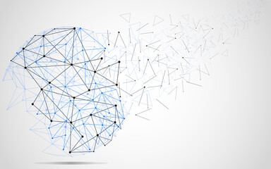 Fototapeta premium Global network concept. Technology connection background. World globe blockchain technology background connect dots and lines. Abstract concept. Digital network technology, vector background