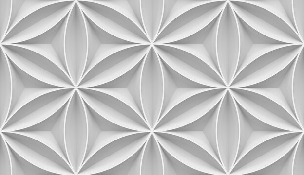 Seamless pattern flower of life of gray color. High-quality 3d illustration.