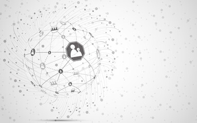 Global network concept. Technology connection background. World globe blockchain technology background connect dots and lines. Abstract concept. Digital network technology, vector background