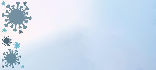Coronavirus abstract background banner panorama - Bacteriological microorganism virus symbols,...