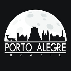 Fototapeta na wymiar Porto Alegre Brazil Skyline City Flat Silhouette Design. Background Night illustration.