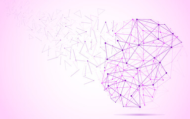 Global network concept. Technology connection background. World globe blockchain technology background connect dots and lines. Abstract concept. Digital network technology, vector background