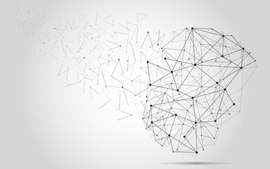 Global network concept. Technology connection background. World globe blockchain technology background connect dots and lines. Abstract concept. Digital network technology, vector background