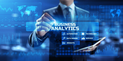 Fototapeta na wymiar Business analytics big data analysis technology concept on VR screen.
