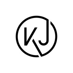 Linked Letter KJ Logo Design vector Template. Creative Circle KJ Minimal, Flat Logo Design Vector Illustration