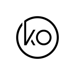 Linked Letter KO Logo Design vector Template. Creative Circle KO Minimal, Flat Logo Design Vector Illustration