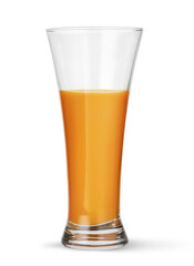 Glass of pumpkin juice isolated on white