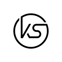 Linked Letter KS Logo Design vector Template. Creative Circle KS Minimal, Flat Logo Design Vector Illustration
