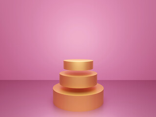 3D rendering of golden pedestals