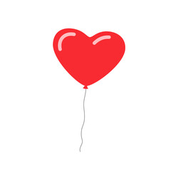 Fototapeta na wymiar Heart shaped balloon simple icon flat design