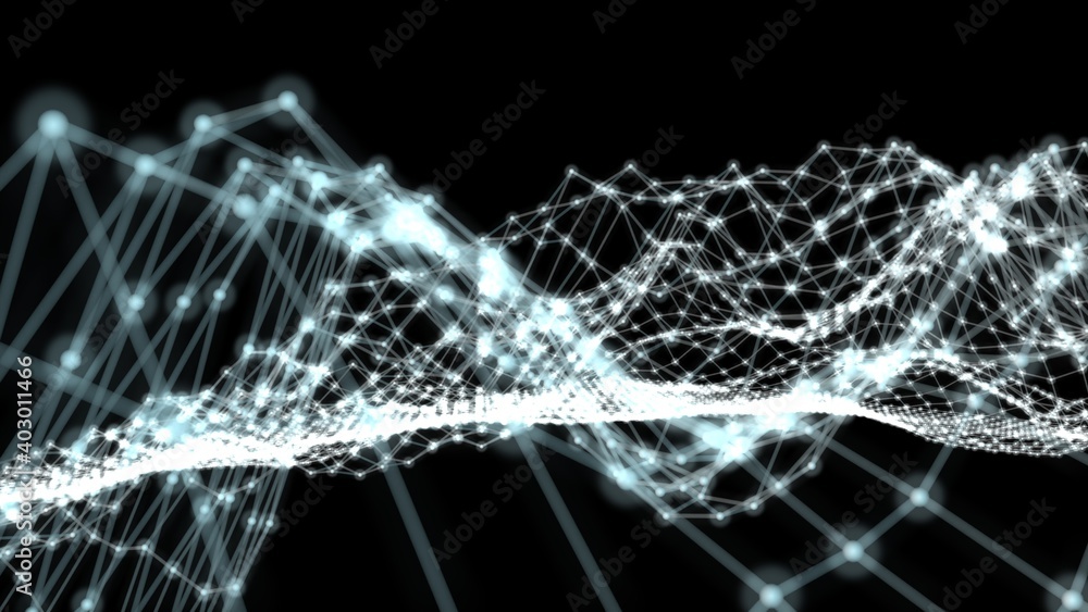 Poster 3d mesh on a black background. rendering. blur.