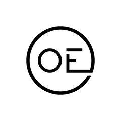 Initial Circle Letter OE Logo Design Vector Template. Abstract Minimal OE Letter Logo Design