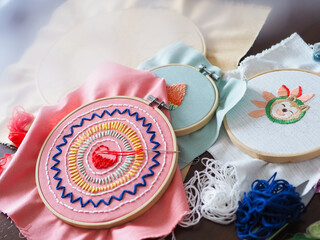 artist home living space woman leisure hobby hand craft embroidery mandala spiritual mental health...