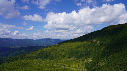 landscape with clouds and fog in carpatia