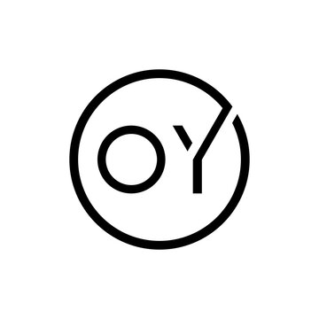 Initial Circle Letter OY Logo Design Vector Template. Abstract Minimal OY Letter Logo Design
