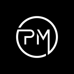 Initial PM Letter Logo Creative Typography Vector Template. Creative Circle Letter PM Logo Vector. - obrazy, fototapety, plakaty