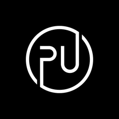 Initial PU Letter Logo Creative Typography Vector Template. Creative Circle Letter PU Logo Vector.