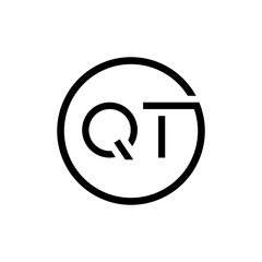 Initial Circle Letter QT Logo Design Vector Template. QT Letter Logo Design