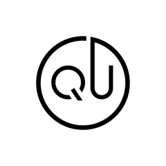 Initial Circle Letter QU Logo Design Vector Template. QU Letter Logo Design