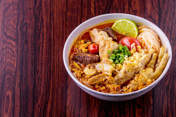 Rice Vermicelli wiith Northern Thai Pork and Chicken Curry