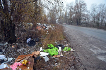 Winter landscape.Ecology of Ukraine. Nature near Ukrainian capital. Environmental contamination....