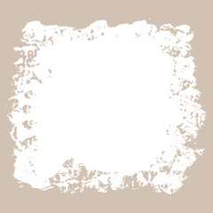 Ink torn white dry brush texture. Vector illustration. Grunge hand drawn beige background. Space for text.