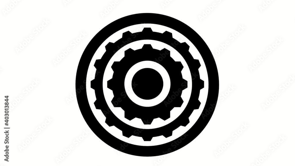 Poster looped animation of gears on a white background. projection. rendering.