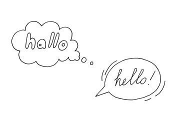 Cartoon bubbles - speech and thought set. Hand-drawn comic doodle speech bubbles. The inscription 