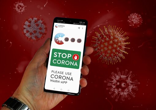 Fantasie Animation zur Aufforderung die Corona WarnApp zu benutzen, um die Aubreitung der Pandemie zu stoppen.