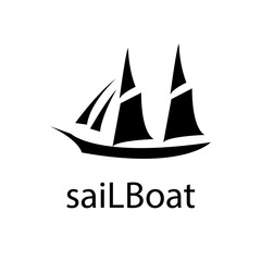 Silhouette of Dhow logo design, Traditional Sailboat from Asia Africa