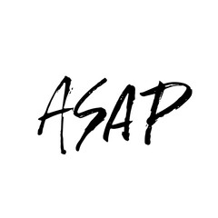 ASAP. Modern dry brush lettering. Vector illustration.