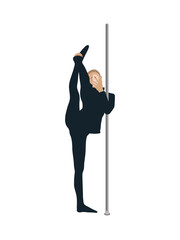 The girl is engaged in aerial acrobatics. Vector Illustration for your business, scrapbook, magazine.