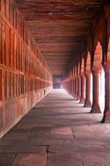 Red corridor, part of Taj Mahal complex, Agra, India